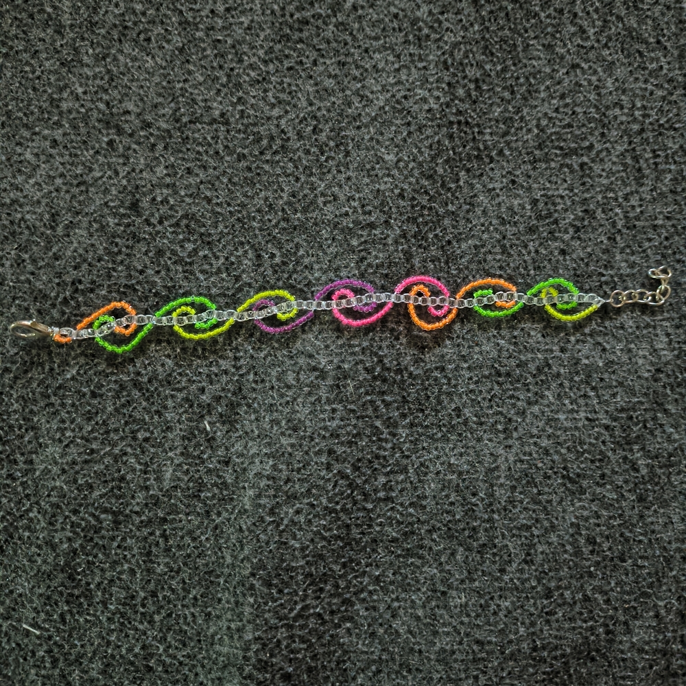 Colorful Glass Bead Swirl Bracelet with Silver Hardware